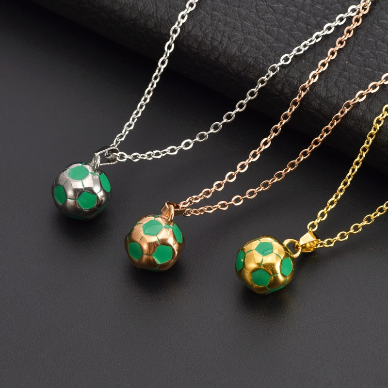 Europe, America 304 stainless steel titanium steel football necklace creative World Cup personalized football necklace creative football pendant