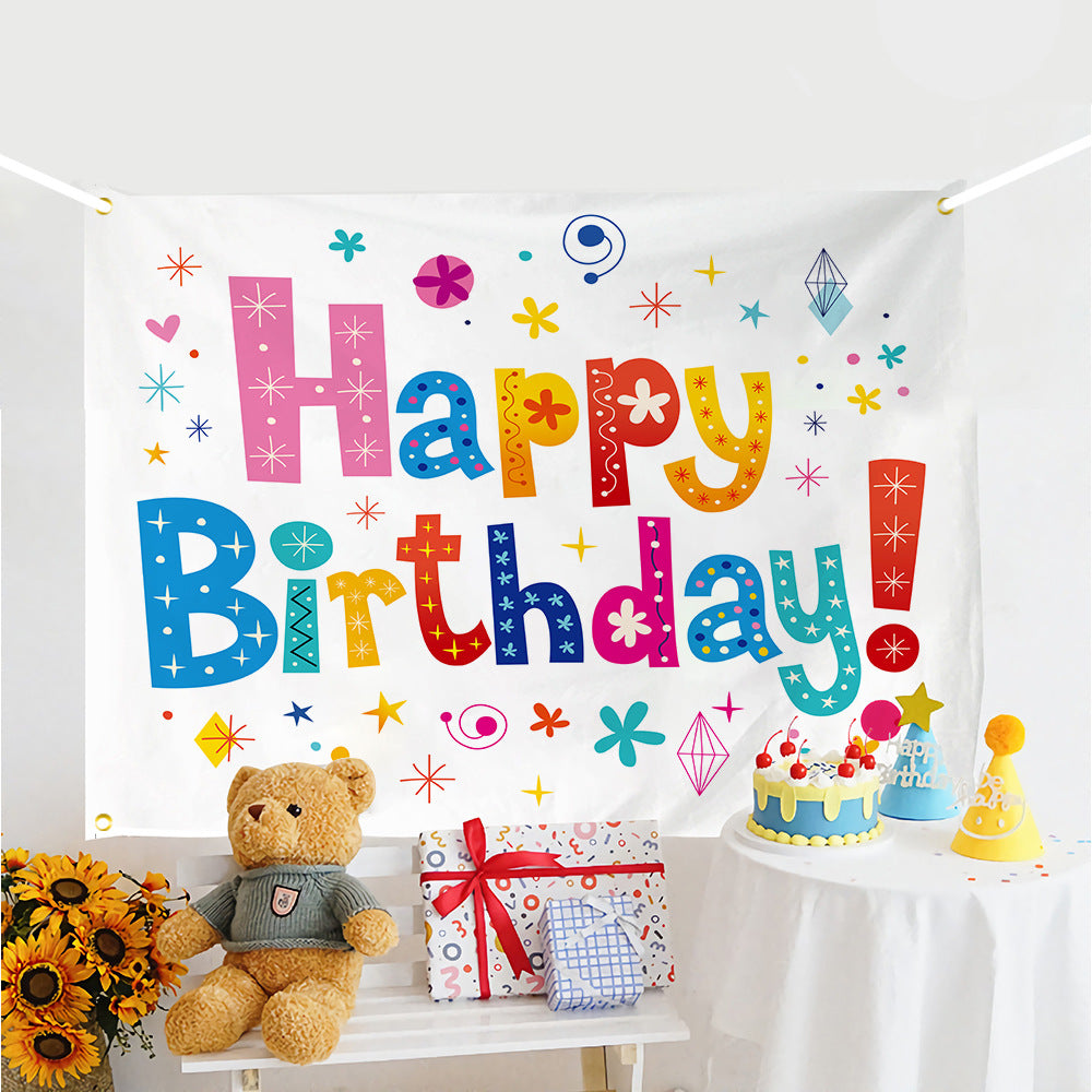 ins style birthday background cloth hanging cloth children's party 100 days year old arrangement cartoon tapestry photo photography cloth