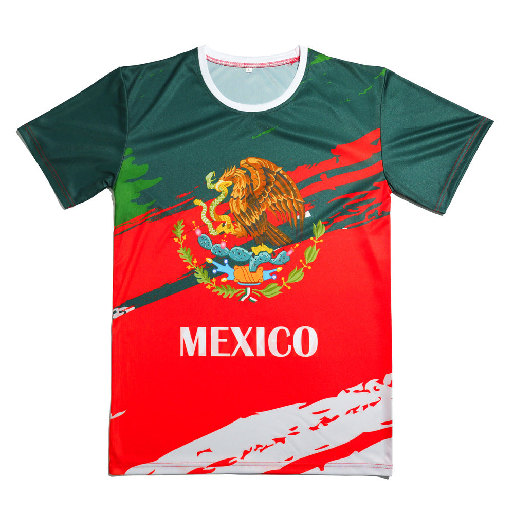 2026 US-Canada-Mexico World Cup Flat Knitted Bird's Eye Cloth Quick-Drying Short Sleeve Presidential Election Shirt Full Print T-Shirt