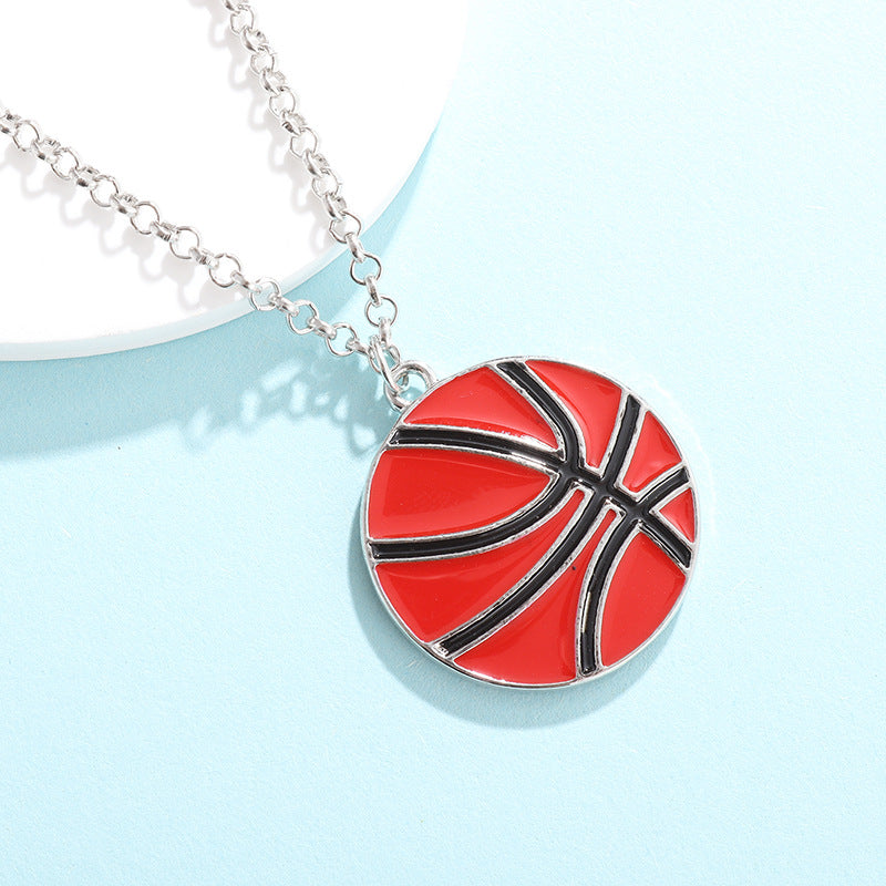 Cross-border New Products Sports Wind Football Volleyball Baseball Necklace Cartoon Pendant Alloy Oil Drip Friendship Pendant Spot
