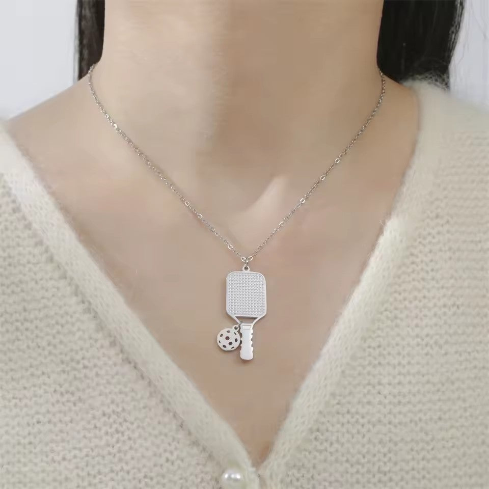 Fashion Sports Racket Necklace Unisex Emerging Sports Necklace 304 Stainless Steel Couple Party Jewelry