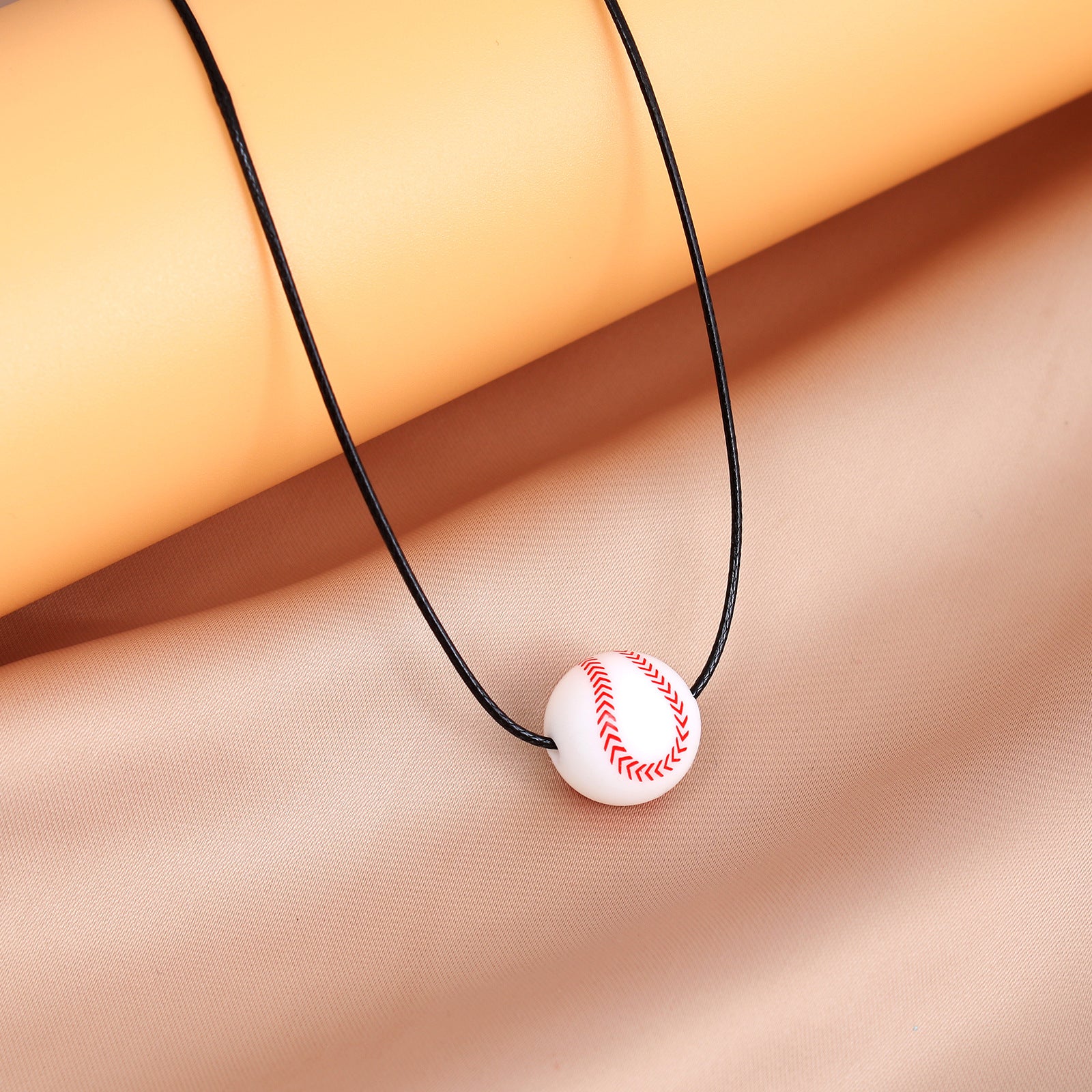 European and American new sports elastic silicone basketball pendant stainless steel necklace men's and women's necklace jewelry wholesale cross-border special supply