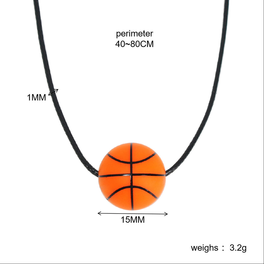 European and American new sports elastic silicone basketball pendant stainless steel necklace men's and women's necklace jewelry wholesale cross-border special supply