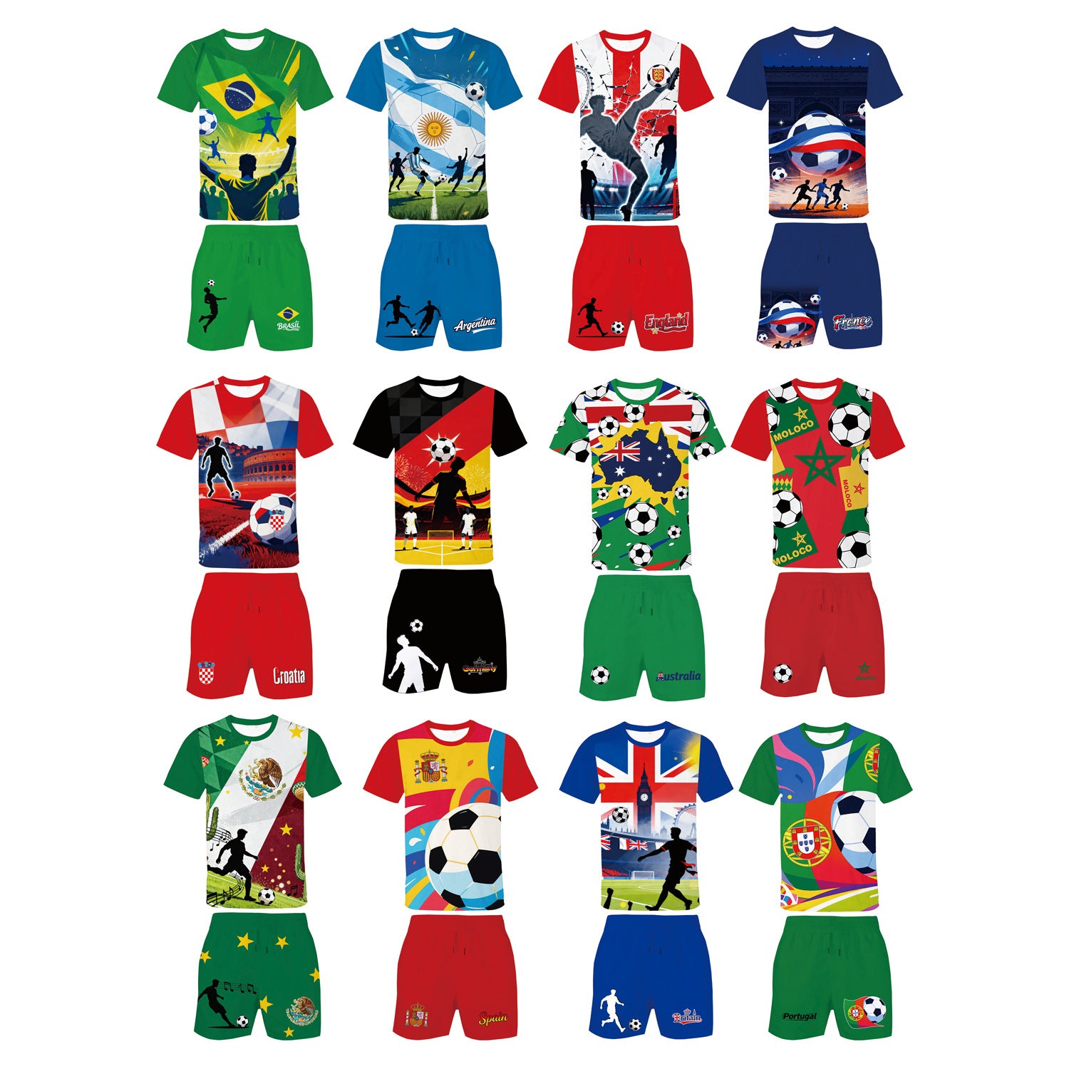 US, Canada and Mexico 2026 World Cup jersey short-sleeved football jersey sportswear quick-drying fan t-shirt shorts set