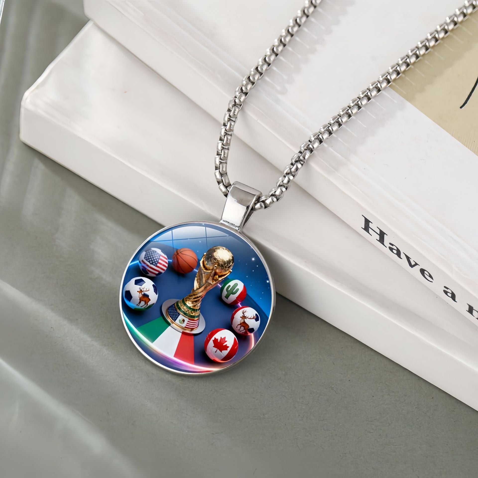 2026 US-Canada-Mexico World Cup Hercules Cup Pendant Necklace Women's Jewelry Football Fans Peripheral Accessories Sweater Chain