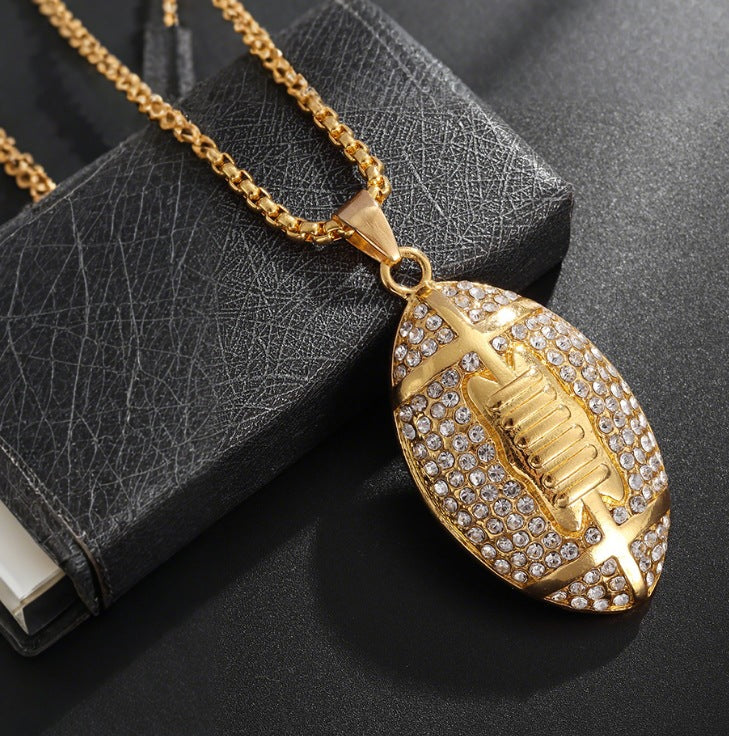 European and American cross-border hot-selling hip-hop hiphop football necklace pendant is suitable for holiday gifts and anniversaries