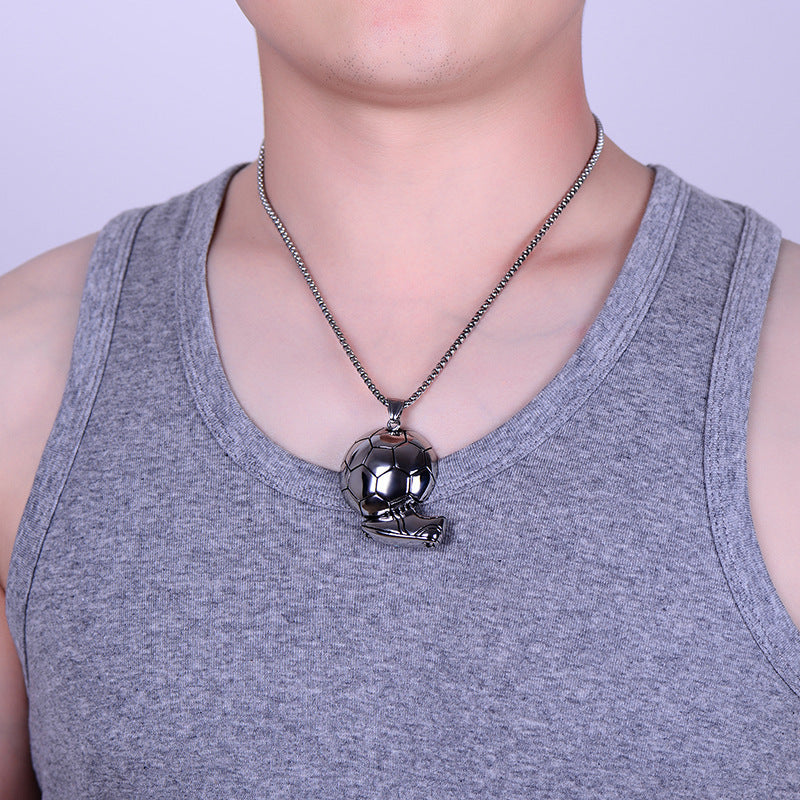 2024 new hot-selling stainless steel chain World Cup football necklace fashionable simple domineering sports men's pendant