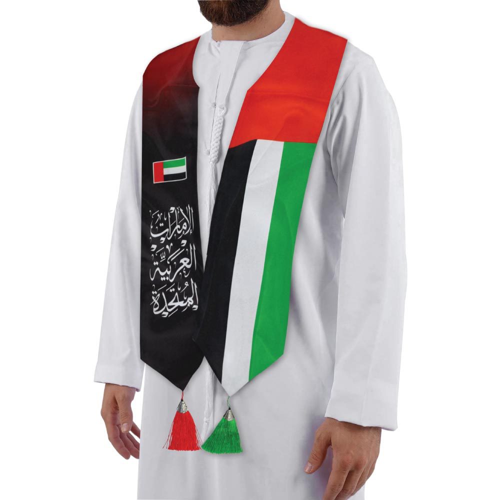 UAE flag scarf velvet bronzing National Day shawl satin printing UAE ribbon Middle East commemorative gift