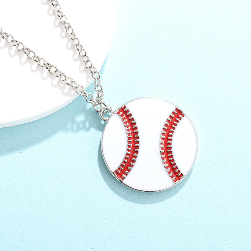 Cross-border New Products Sports Wind Football Volleyball Baseball Necklace Cartoon Pendant Alloy Oil Drip Friendship Pendant Spot