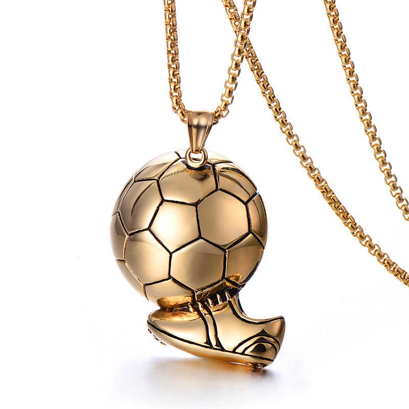2024 new hot-selling stainless steel chain World Cup football necklace fashionable simple domineering sports men's pendant