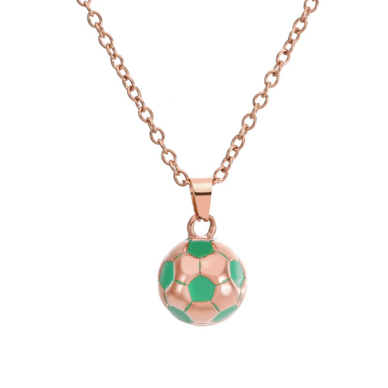 Europe, America 304 stainless steel titanium steel football necklace creative World Cup personalized football necklace creative football pendant
