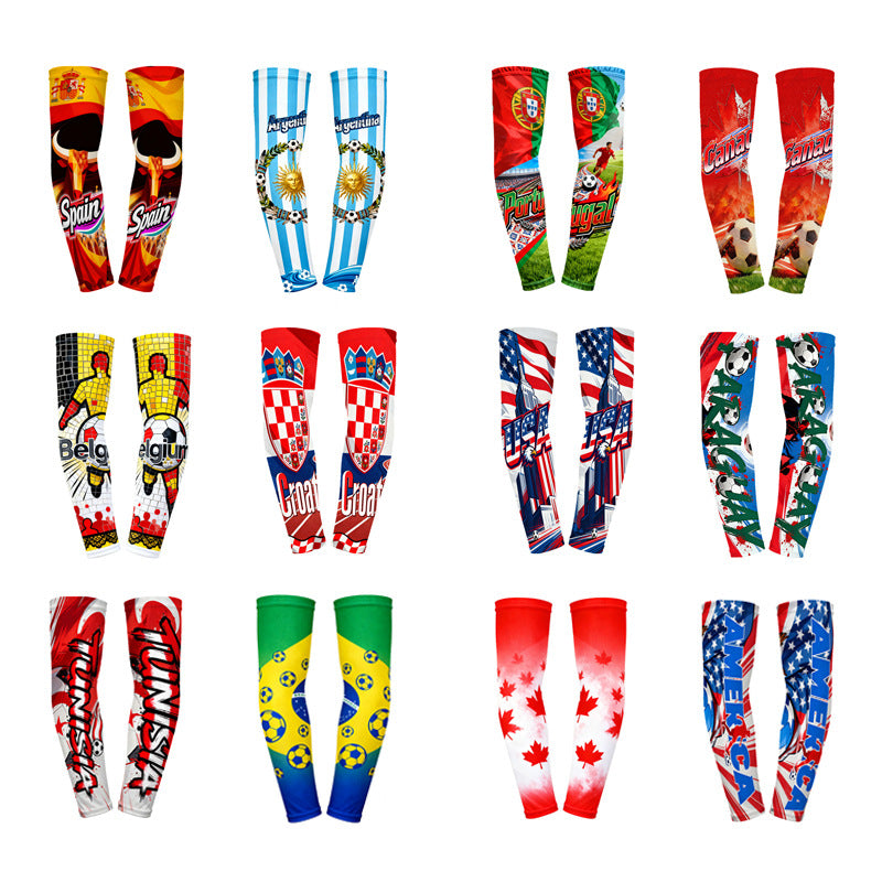 U.S.-Canada-Mexico 2026 World Cup Fan Products Mexican Flag Arm Cover Elastic Polyester Sunscreen Hand Sleeve