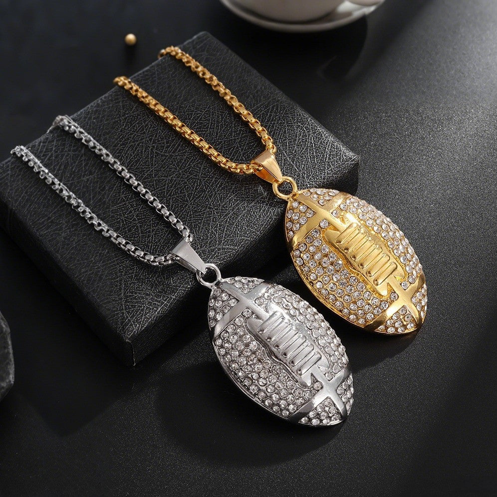 European and American cross-border hot-selling hip-hop hiphop football necklace pendant is suitable for holiday gifts and anniversaries