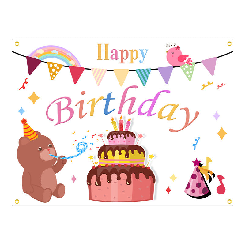 ins style birthday background cloth hanging cloth children's party 100 days year old arrangement cartoon tapestry photo photography cloth