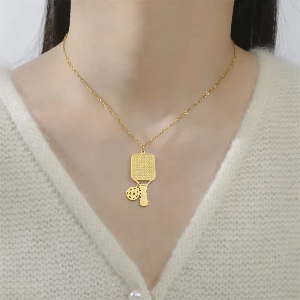 Fashion Sports Racket Necklace Unisex Emerging Sports Necklace 304 Stainless Steel Couple Party Jewelry