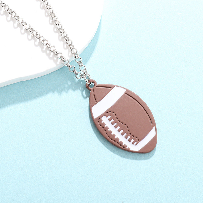 Cross-border New Products Sports Wind Football Volleyball Baseball Necklace Cartoon Pendant Alloy Oil Drip Friendship Pendant Spot