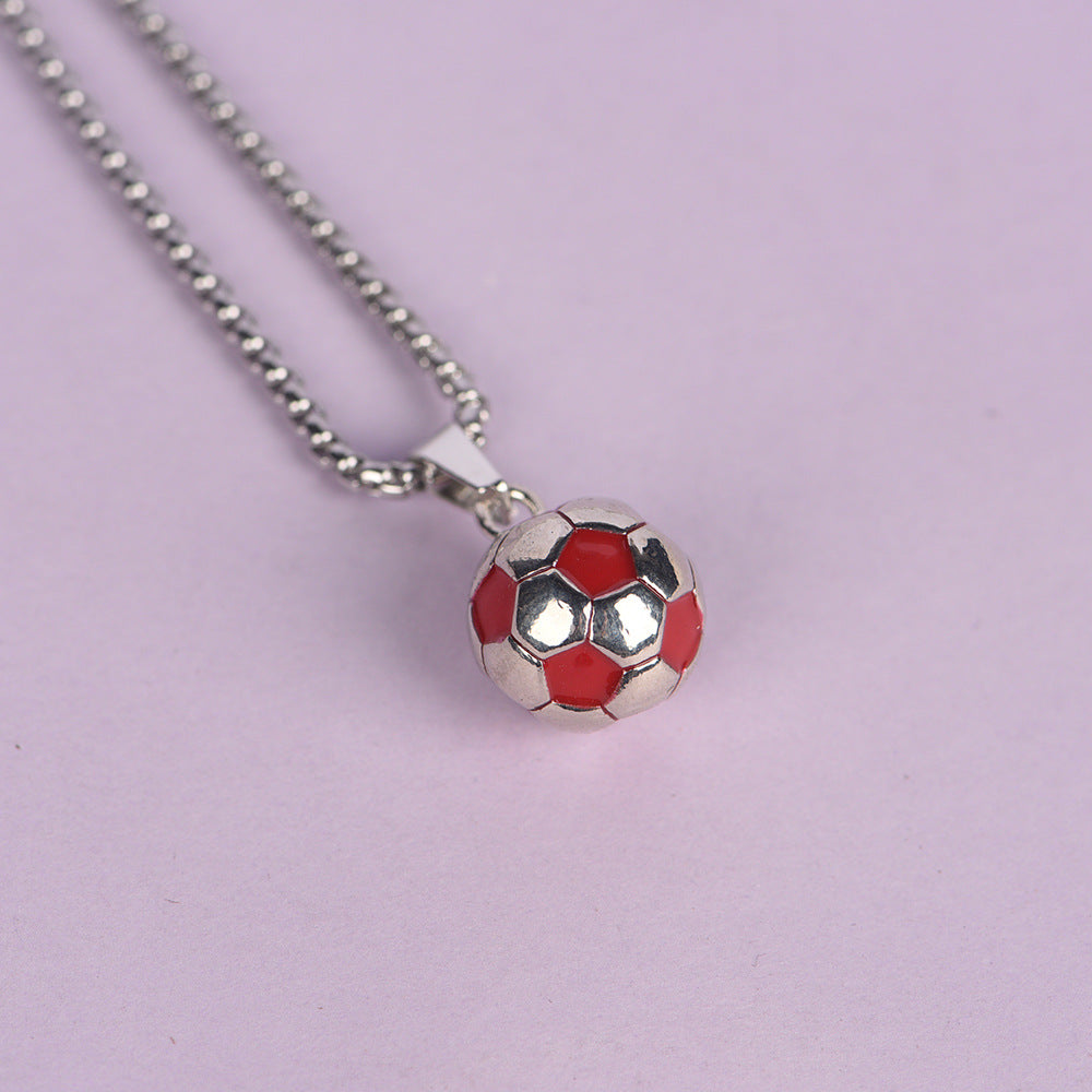 World Cup peripheral three-dimensional football necklace alloy hip-hop cool personality drip design pendant boys gift