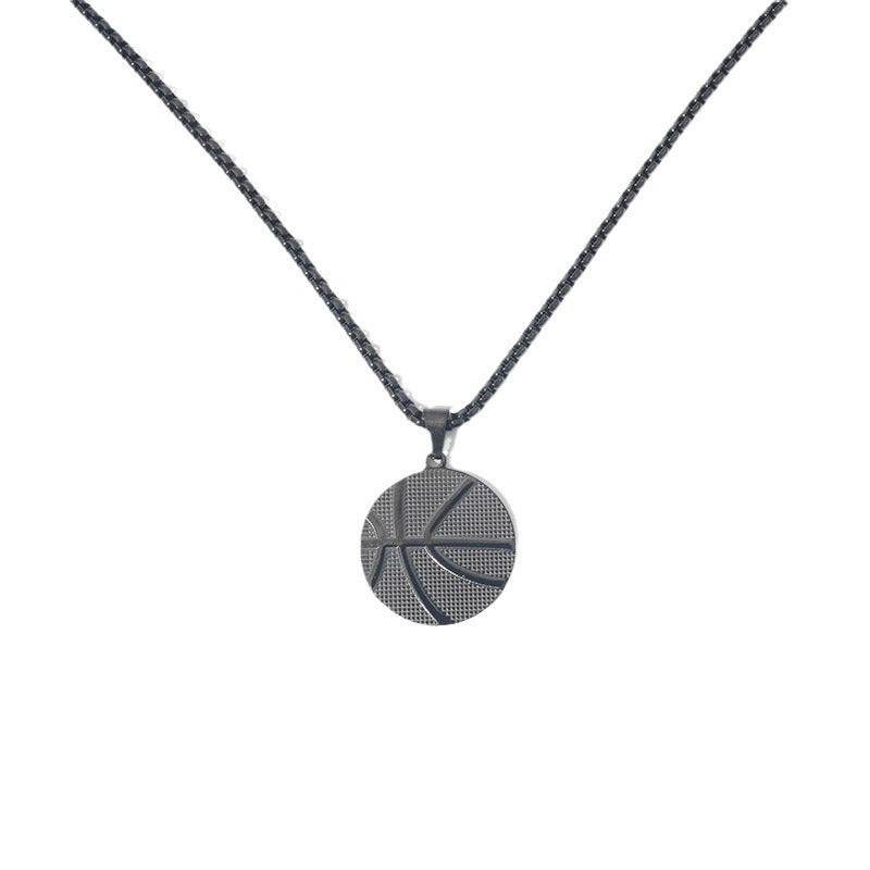 Original design cross-border hot-selling basketball men's sports style necklace hip-hop stainless steel titanium steel jewelry European and American necklace