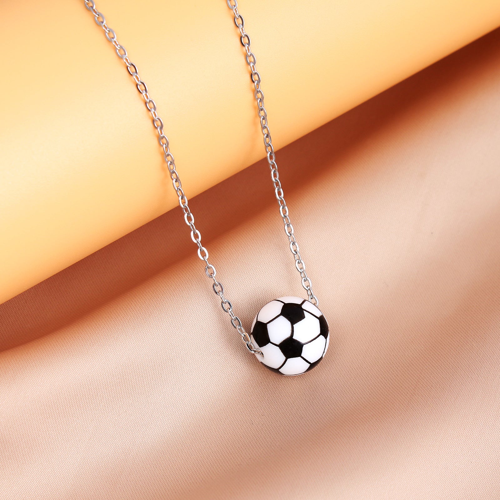 European and American new sports elastic silicone basketball pendant stainless steel necklace men's and women's necklace jewelry wholesale cross-border special supply