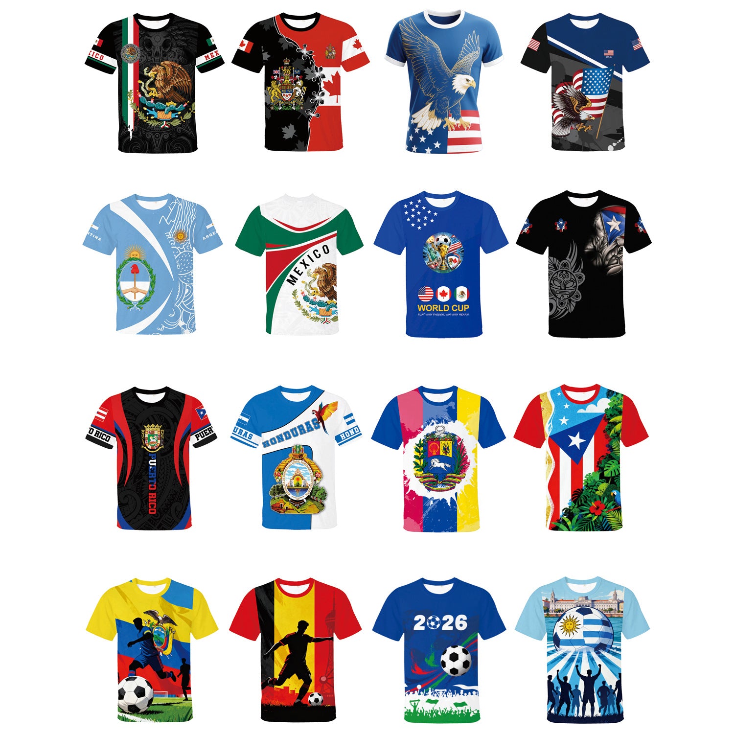 US, Canada and Mexico 2026 World Cup jersey short-sleeved US, Mexico and Canada football jersey fans T-shirt