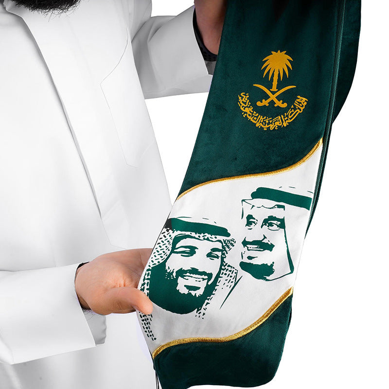 UAE flag scarf velvet bronzing National Day shawl satin printing UAE ribbon Middle East commemorative gift
