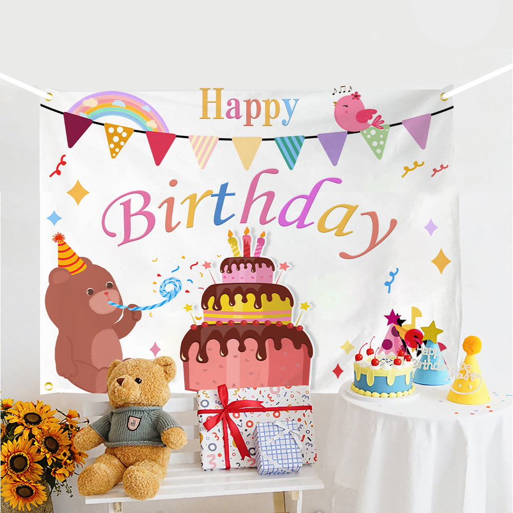 ins style birthday background cloth hanging cloth children's party 100 days year old arrangement cartoon tapestry photo photography cloth