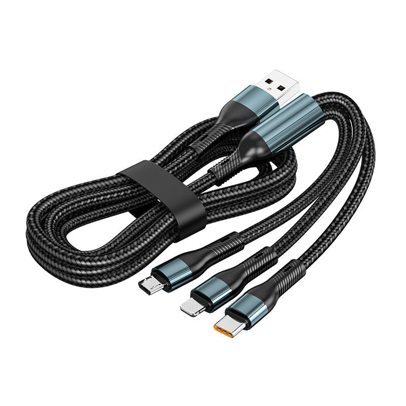 120W charger cable braided data cable three-in-one tpyec super fast charging car one-to-three Huawei universal