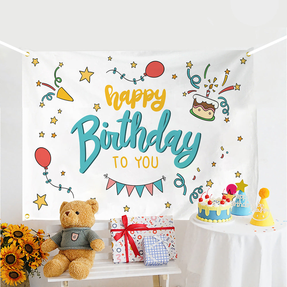 ins style birthday background cloth hanging cloth children's party 100 days year old arrangement cartoon tapestry photo photography cloth