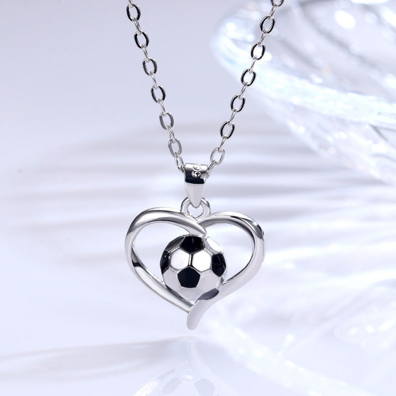 Europe and the United States cross-border World Cup football necklace, new fashion foreign trade copper material heart-shaped pendant jewelry wholesale