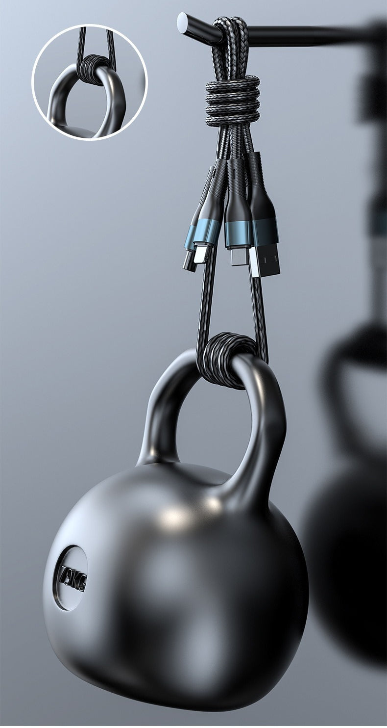 120W charger cable braided data cable three-in-one tpyec super fast charging car one-to-three Huawei universal