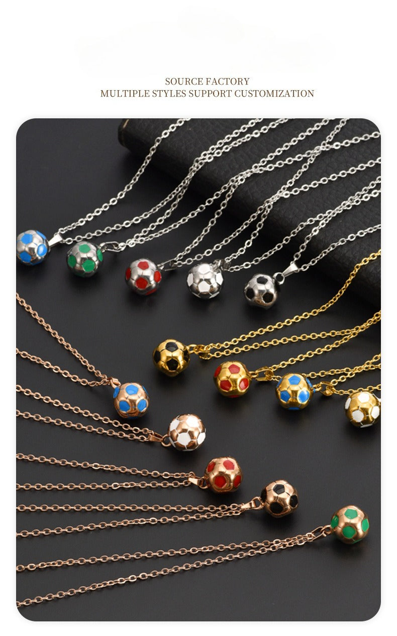 Europe, America 304 stainless steel titanium steel football necklace creative World Cup personalized football necklace creative football pendant