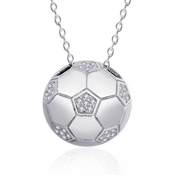 World Cup Pearl Soccer Necklace Women's Small Gold Ball Memorial Pendant Clavicle Simple Versatile Anti-Allergy Jewelry
