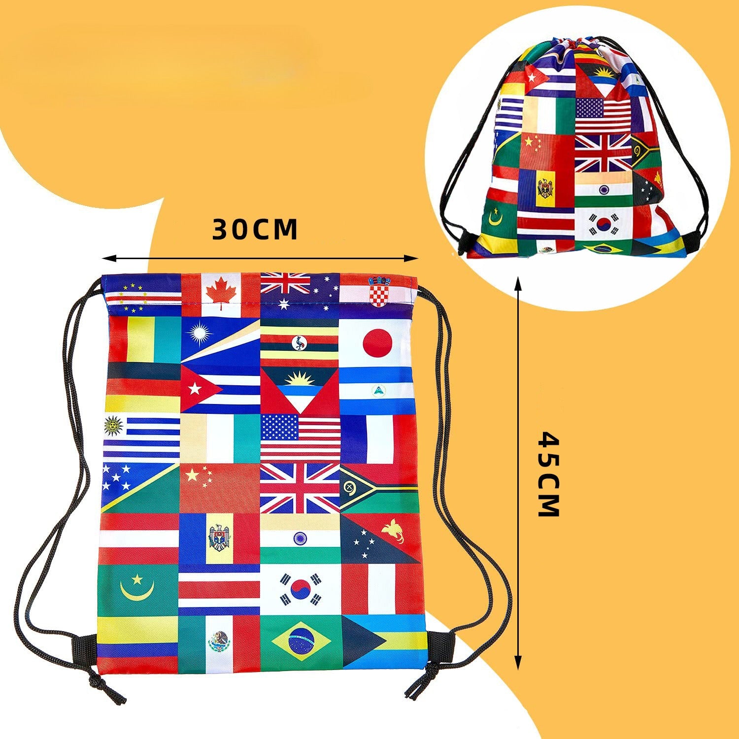 2026 World Cup product national flag pattern pull rope bag football theme drawstring bag bundle mouth bag storage bag customization