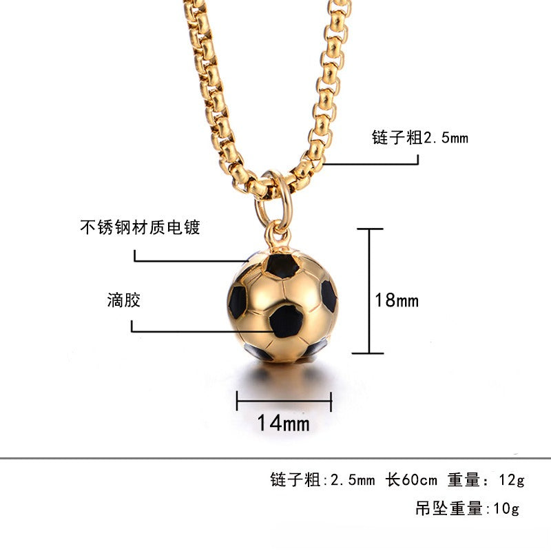 Men's World Cup football necklace, fashion foreign trade titanium steel pendant, stainless steel wholesale jewelry