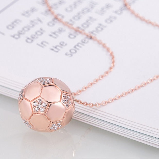 World Cup Pearl Soccer Necklace Women's Small Gold Ball Memorial Pendant Clavicle Simple Versatile Anti-Allergy Jewelry