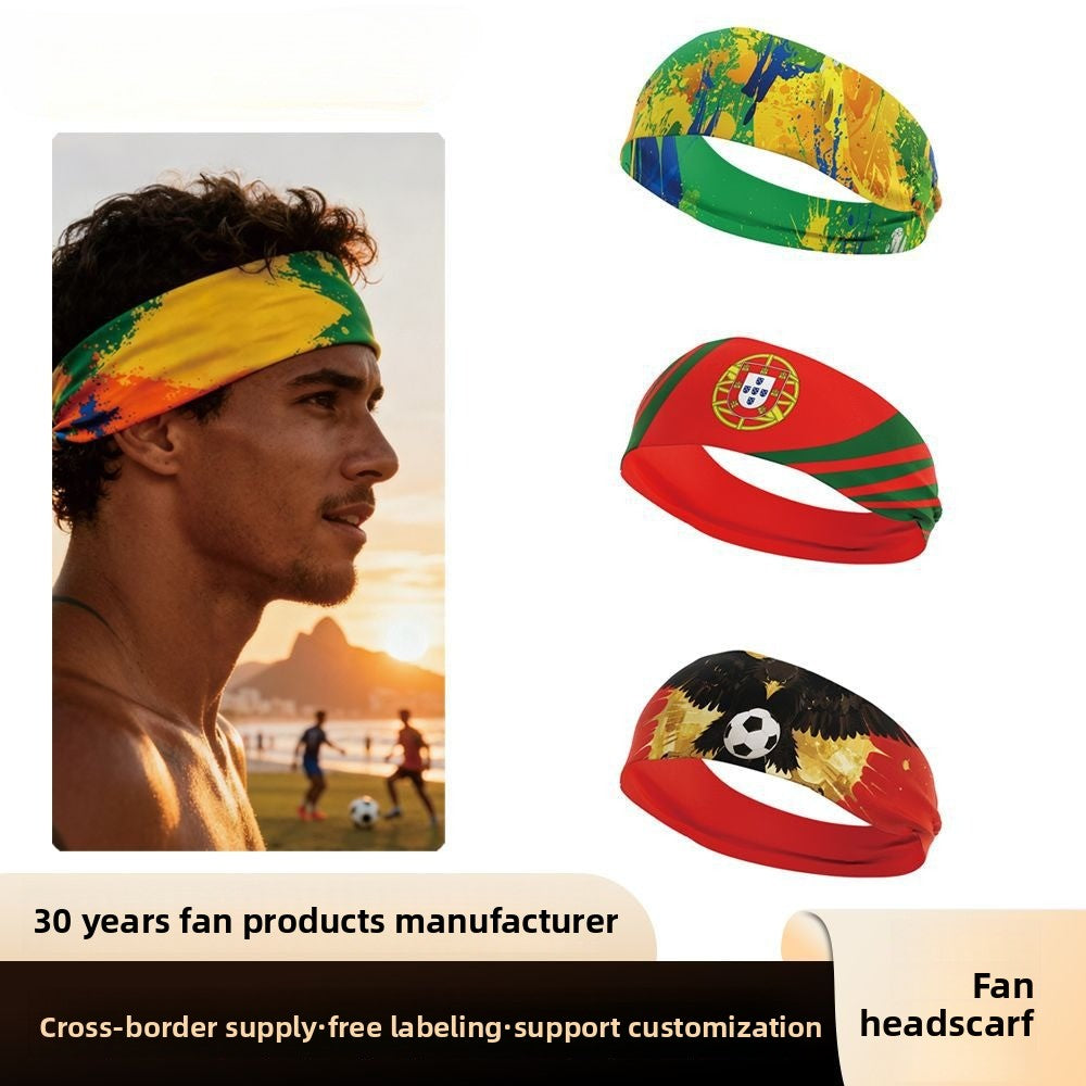 U.S.-Canada-Mexico 2026 World Cup Products Fan Sports Headband Germany-Brazil Flag Printed Antiperspirant Belt