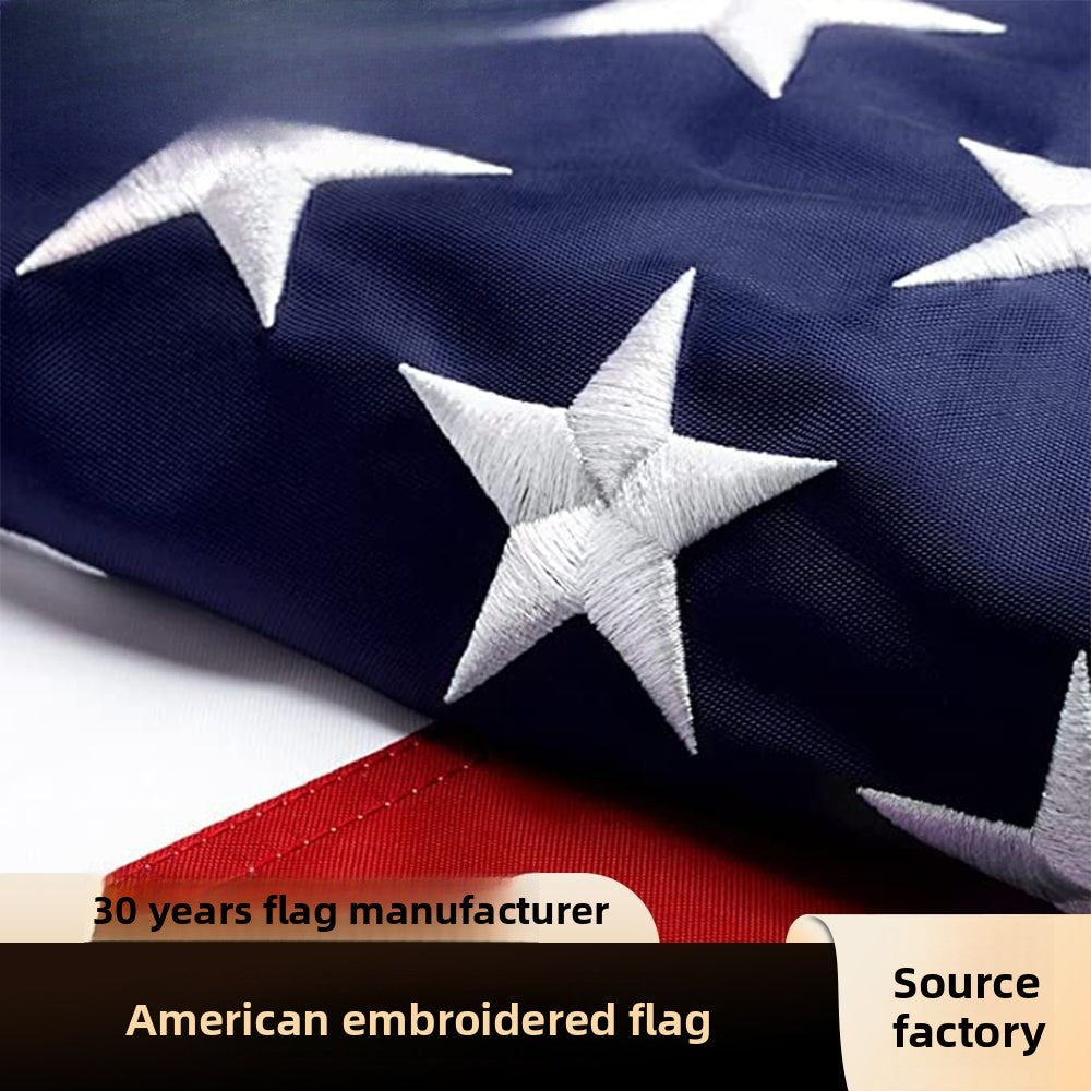 Cross-border spot, Independence Day American embroidered flag 3 * 5ft Oxford cloth splicing star strip American embroidered flag