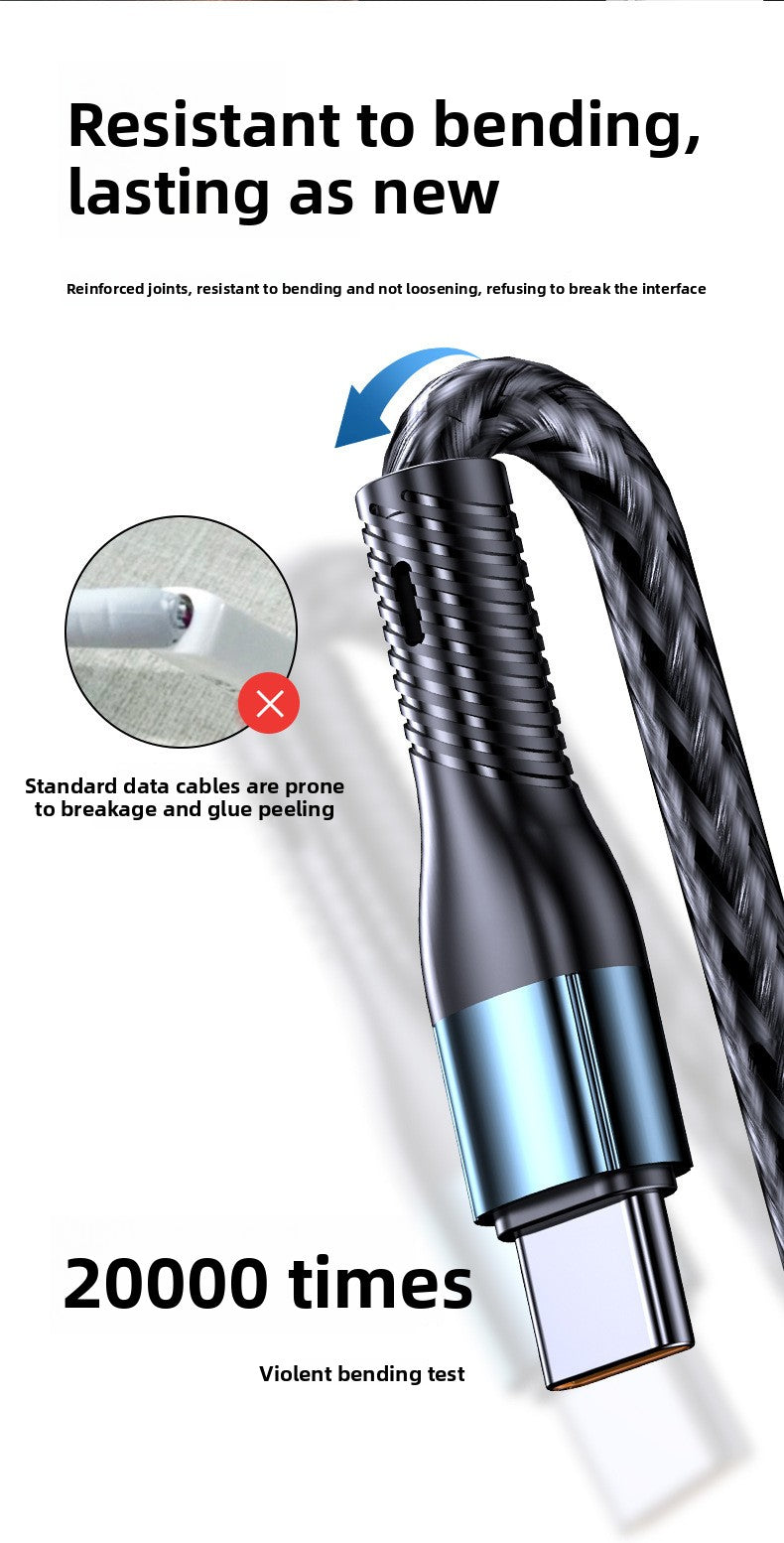 120W charger cable braided data cable three-in-one tpyec super fast charging car one-to-three Huawei universal