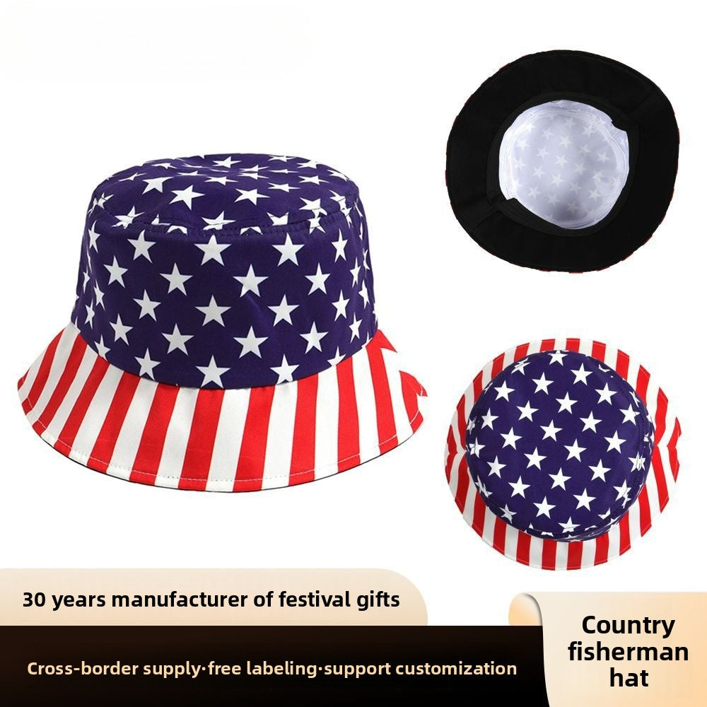 American flag bucket hat Independence Day top hat basin hat advertising promotion sunscreen sun hat logo customization