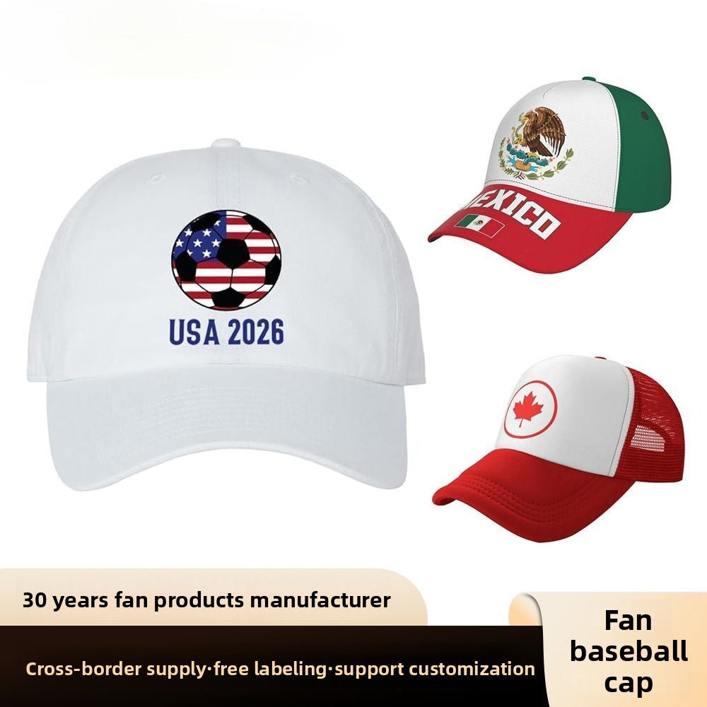 US, Canada and Mexico 2026 World Cup fans baseball cap Mexican visor print embroidery cap adjustable