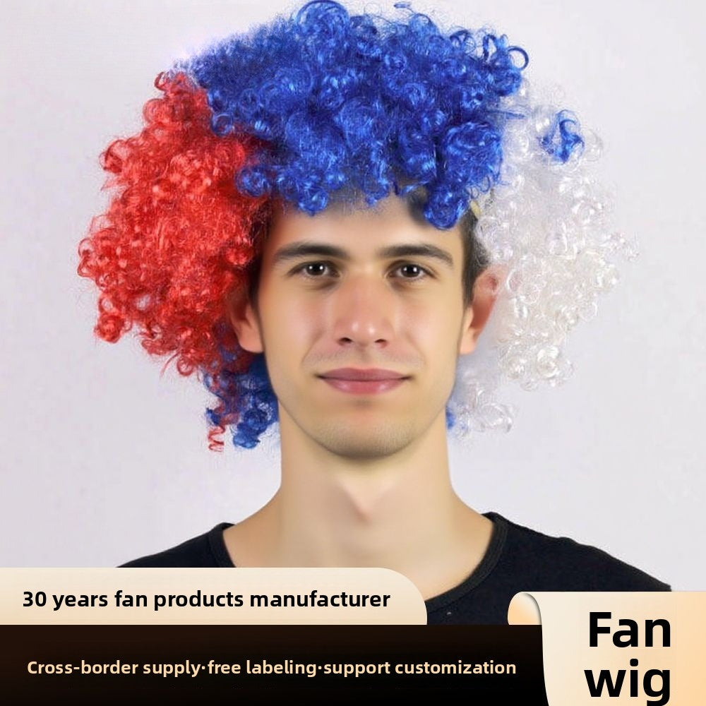 U.S.-Canada-Mexico 2026 World Cup Flag Color Wig Football Fans Carnival Decoration Event Cheers Explosive Headgear