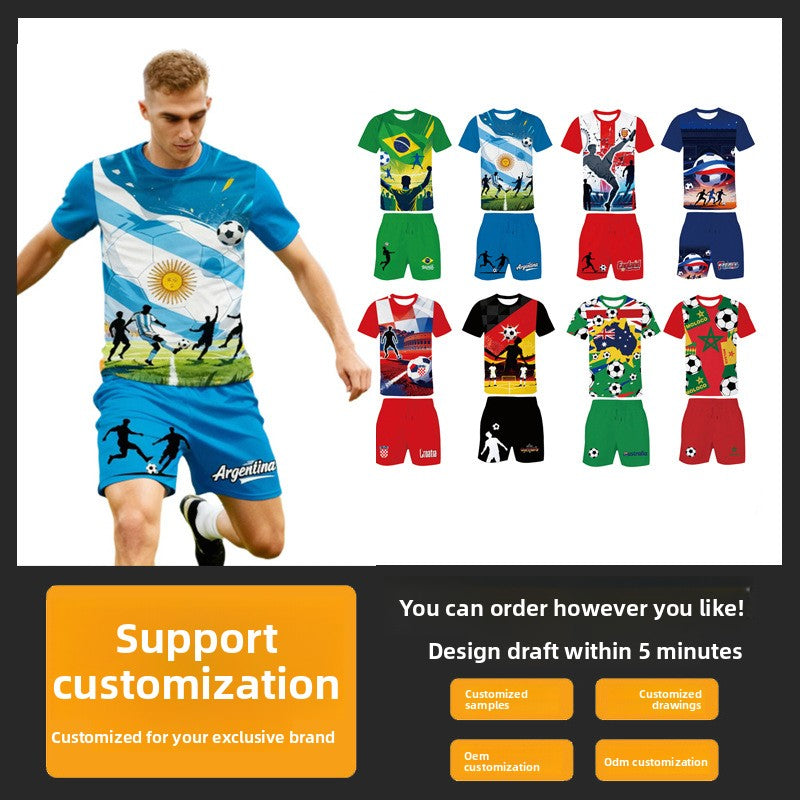 US, Canada and Mexico 2026 World Cup jersey short-sleeved football jersey sportswear quick-drying fan t-shirt shorts set