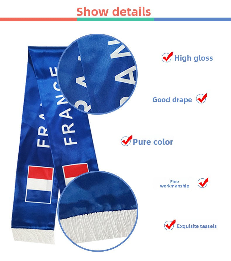 US, Canada and Mexico 2026 World Cup products LED luminous fan scarves cheering props satin double-sided fringed scarves