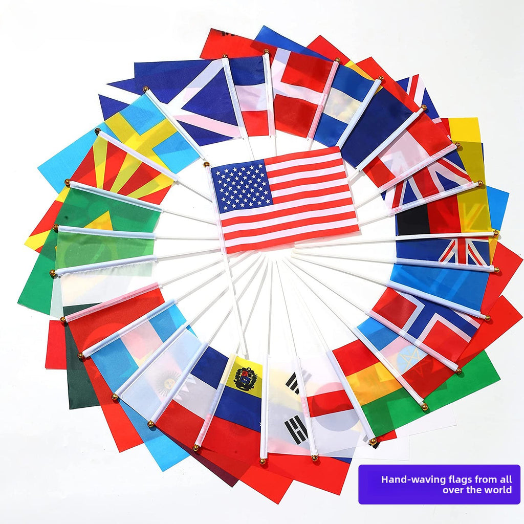 2026 US-Canada-Mexico World Cup hand-cranked flag Customized plastic pole mini hand-waving flag No. 8 14 * 21 national flag flag
