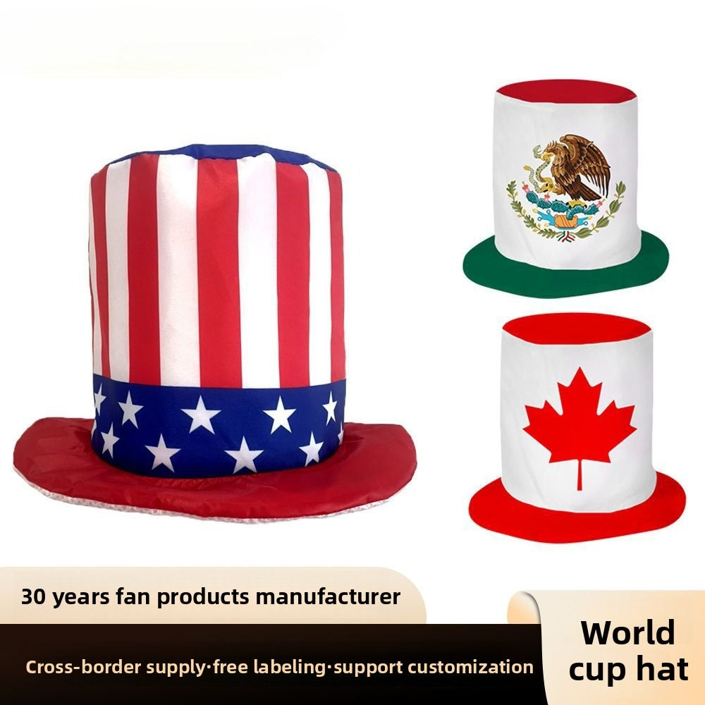 2026 US-Canada-Mexico World Cup Hat Fan Supplies Cheering Props Digital Printing Polyester Flag High Hat
