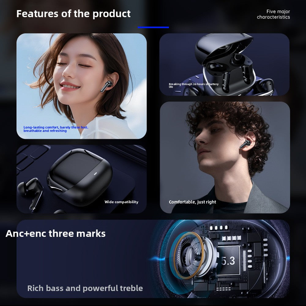 K2 new wireless 3-mark ANC + ENC Bluetooth headset, high noise reduction, high sound quality, high value sports, long battery life