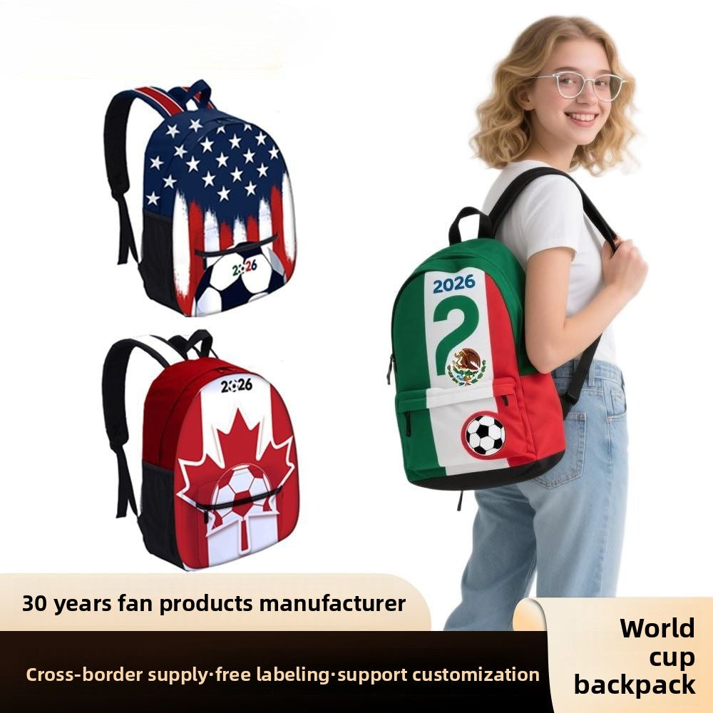 Cross-border US, Canada and Mexico 2026 World Cup products Fan backpack Unisex travel football backpack customization