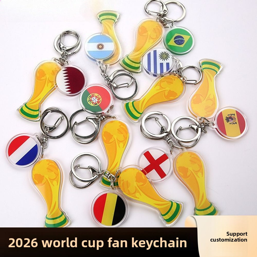 US-Canada-Mexico 2026 World Cup Souvenir Acrylic Fan Keychain Trophy Football Fan Accessories