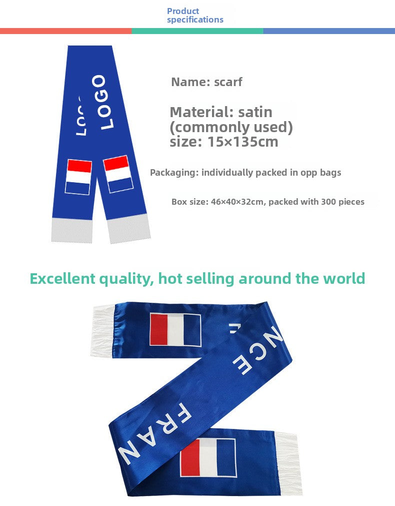 U.S.-Canada-Mexico 2026 World Cup Products Football Fans Scarves Competition Cheering Supplies Double-sided Satin Tassel Scarves