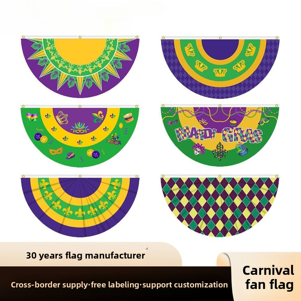Brazilian Carnival Fan Flag Mardi Gras Carnival Festival Atmosphere Party Decoration Half Fan Flag